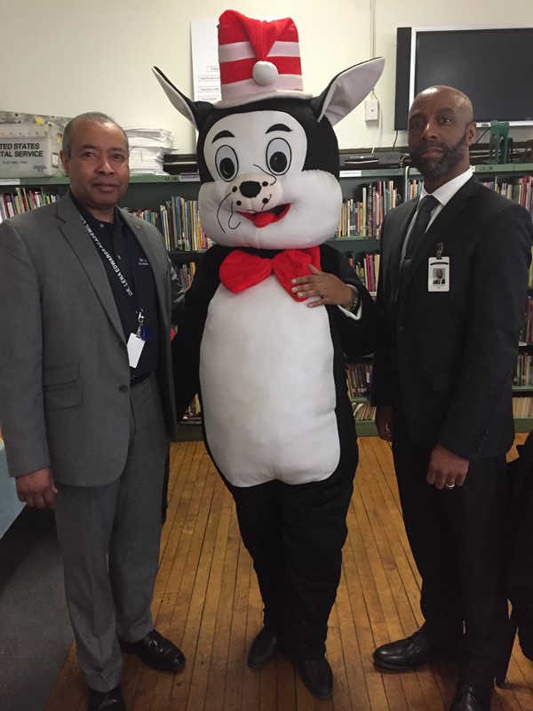 Principal Brewer and CEO, Christopher Garlin visit with Dr. Seuss.